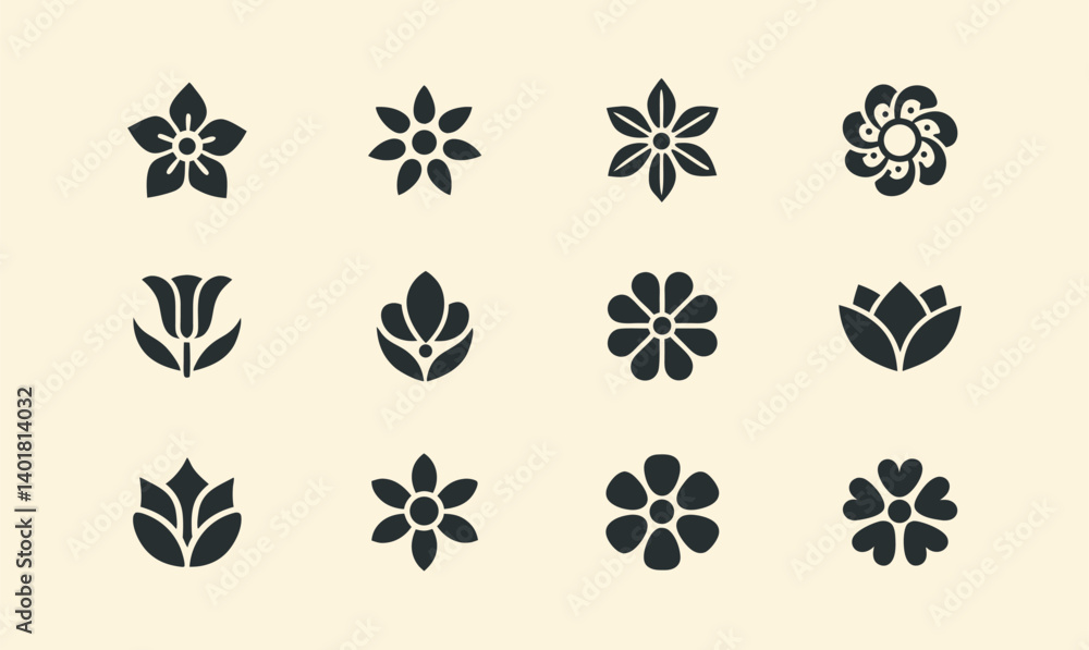 Twelve Minimalist Flower Icon Set
Twelve Minimalist Flower Icon Set