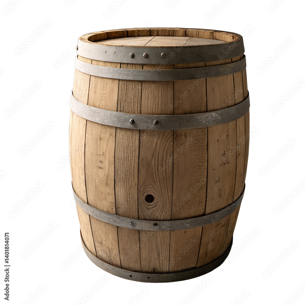 Obraz premium Wooden barrel on transparent background