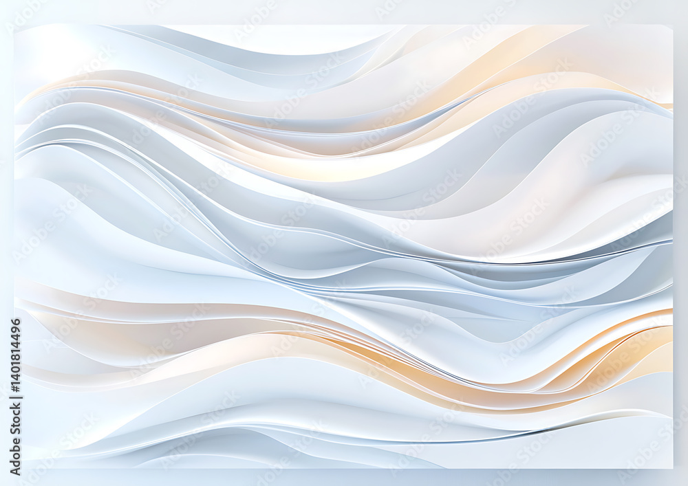 Obraz premium Abstract paper waves creative studio digital art soft tones close-up view flowing forms for artistic inspiration 