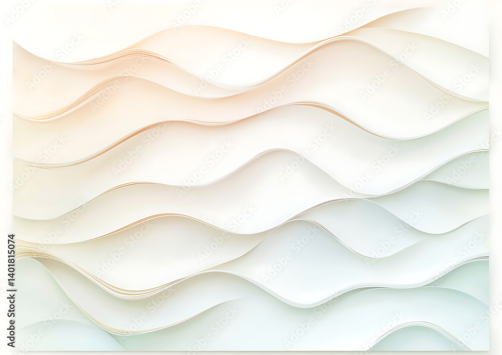Fototapeta premium Abstract paper waves creative studio digital art soft tones close-up view flowing forms for artistic inspiration 