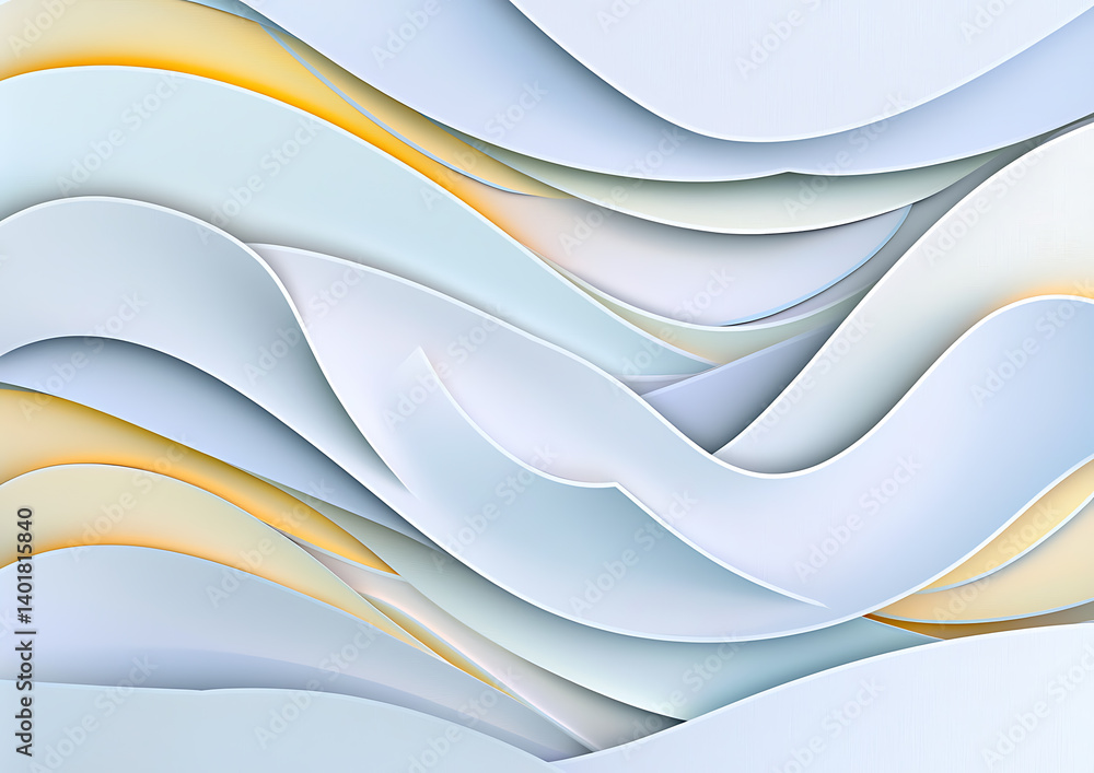 Obraz premium Abstract paper waves creative studio digital art soft tones close-up view flowing forms for artistic inspiration 