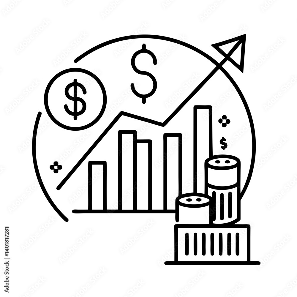 Investment Statistic With Money Illustration Investment Statistic With Money Illustration