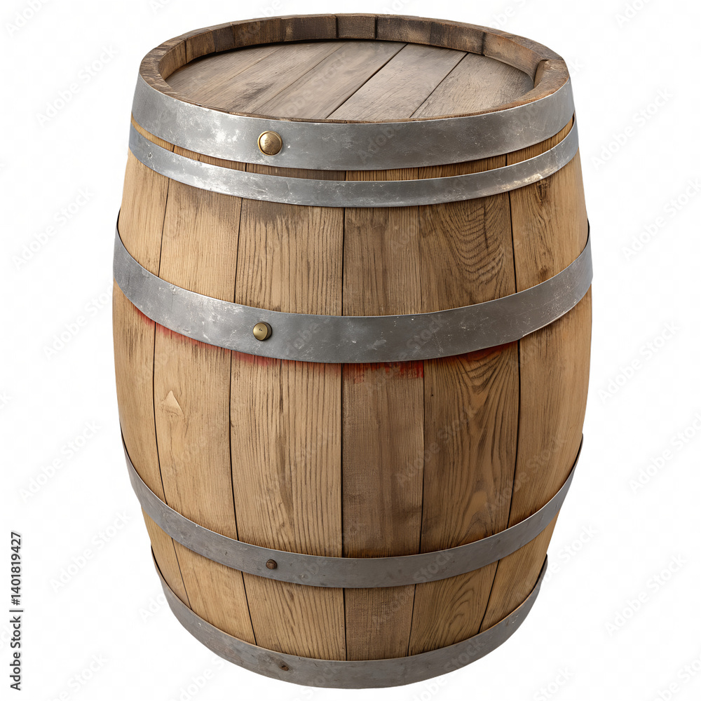 Fototapeta premium Wooden barrel on transparent background