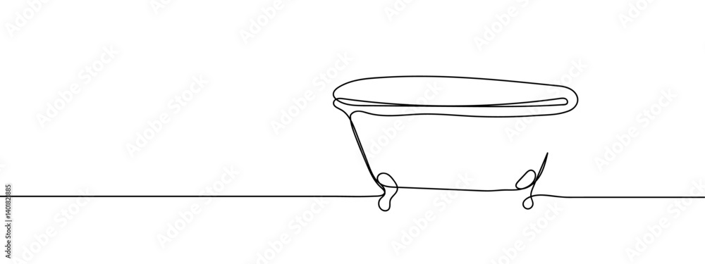 continuous line bathtub line art vector illustration with background editable stroke. continuous line bathtub line art vector illustration with background editable stroke.