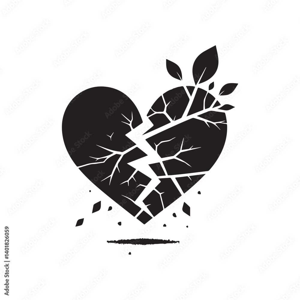 Naklejka premium heart with leaves