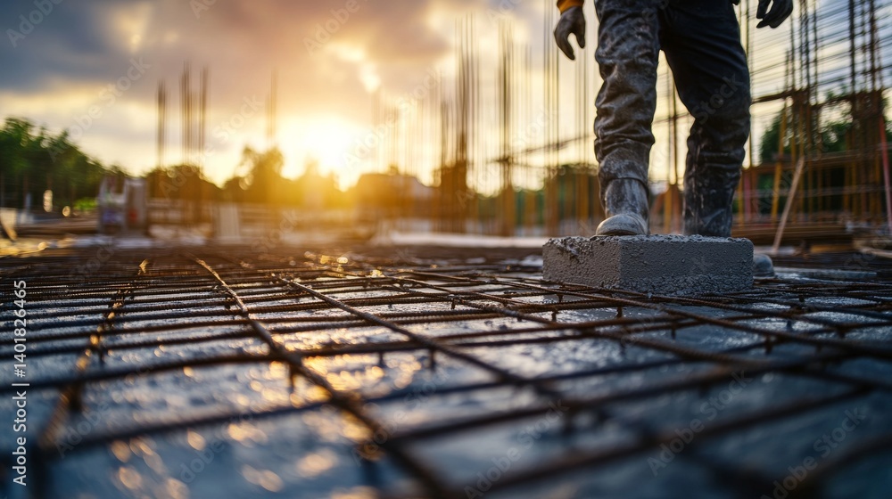 Construction worker preparing cement at a building site. Featuring teamwork and precision Construction worker preparing cement at a building site. Featuring teamwork and precision