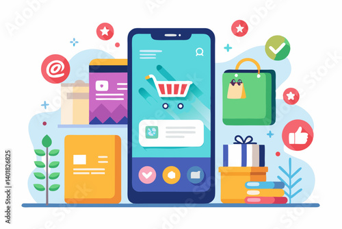 Mobile shopping app interface with product categories and offers