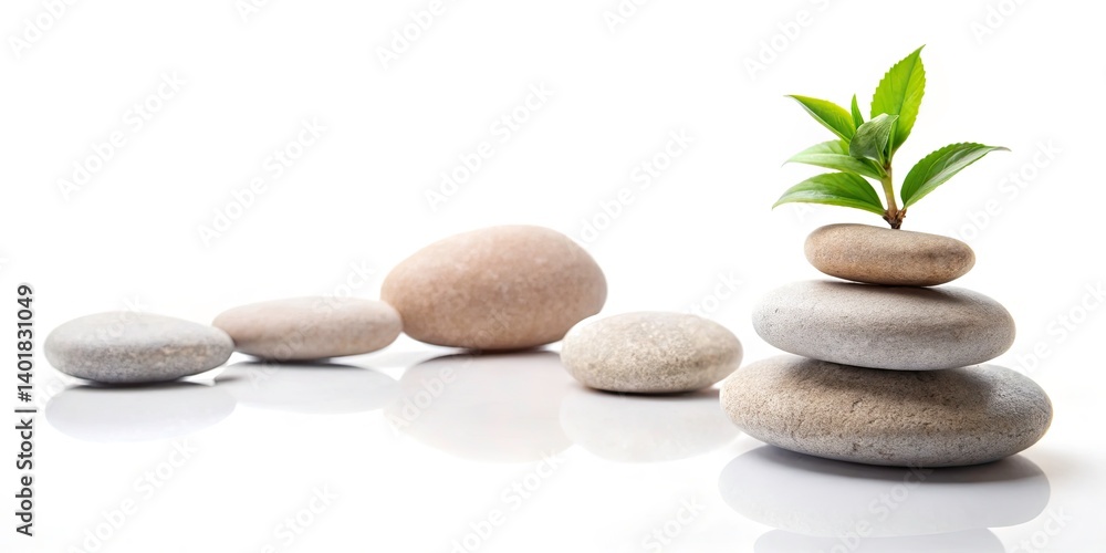 Obraz premium Urban Zen Garden: Abandoned Building, Stones, Plants, Peaceful, Concrete Jungle, Nature Photography, Serene, Overgrown, Decay, Still Life, Urban Exploration, Lost Places