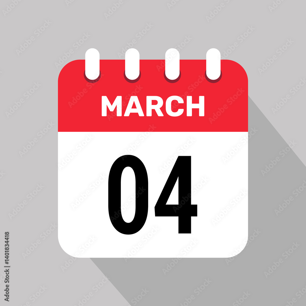 4 march calendar icon vector background. Vector schedule symbol. 4 march calendar icon vector background. Vector schedule symbol.