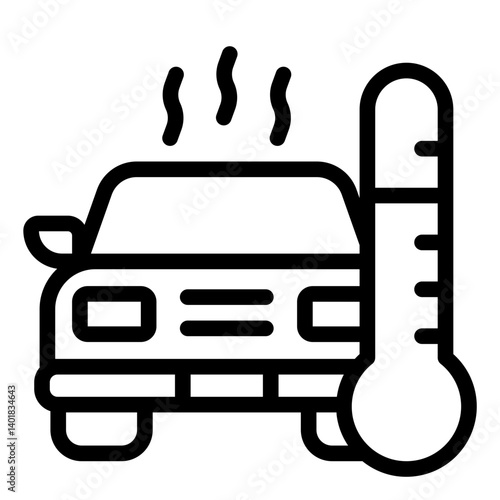 heat warning outline icon for engine overheat car