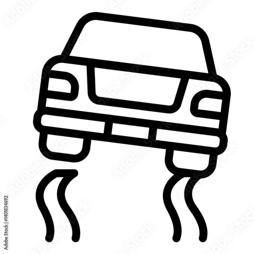 skid warning outline icon from slippery road lane
