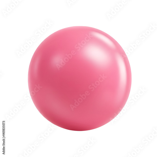 Realistic pink bubblegum ball with glossy surface – high-detail 3d render on transparent background
