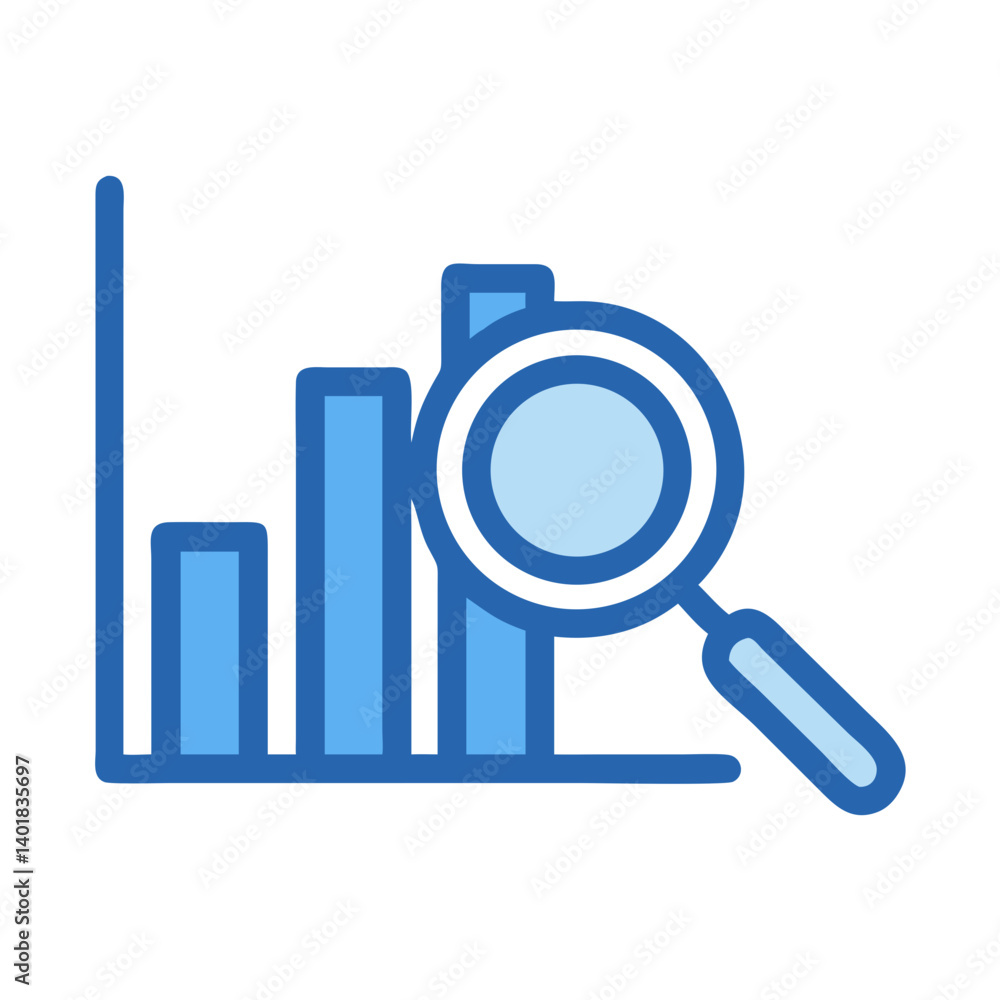 Bar Chart with Magnifying Glass Analysis Icon Design Bar Chart with Magnifying Glass Analysis Icon Design