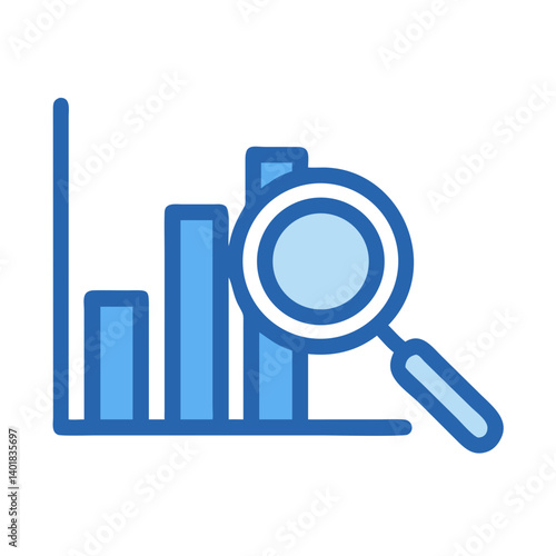 Bar Chart with Magnifying Glass Analysis Icon Design