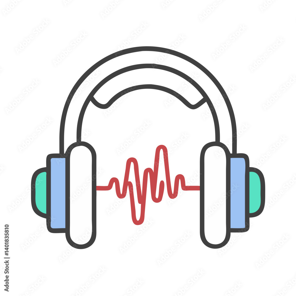 Headphones with Sound Wave Indicators Icon Design Headphones with Sound Wave Indicators Icon Design