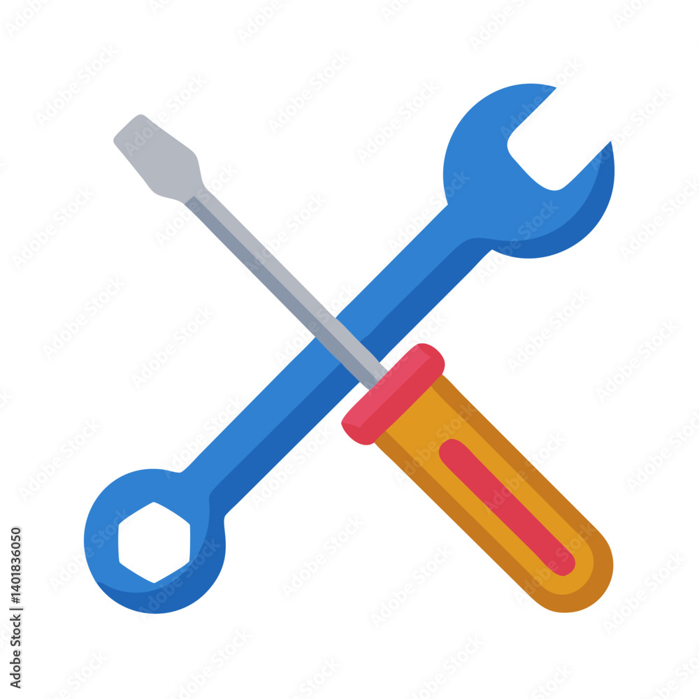Wrench and Screwdriver for Technical Support Icon Design Wrench and Screwdriver for Technical Support Icon Design