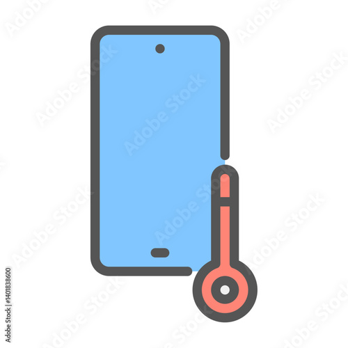 overheat filled outline icon. smartphone damage color line illustration.
