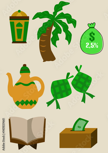 set of icons ramadhan and ied Moslem 