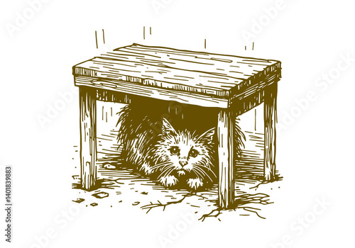 Stray Cat Hand Drawn Illustration Sketch Vector Isolated for Graphic Resource