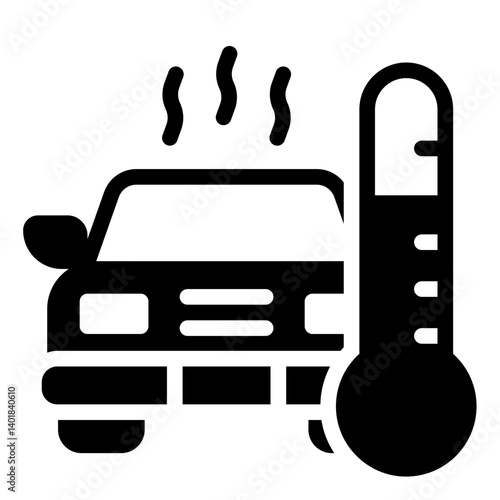 heat warning glyph icon for engine overheat car