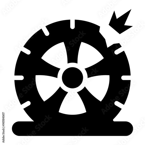 flat tire glyph icon with sudden blackout blow