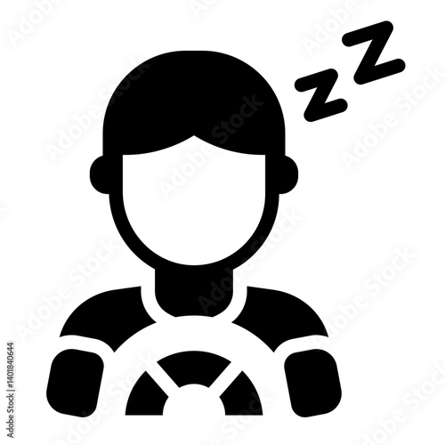 asleep driver glyph icon causing road accident