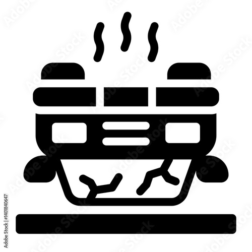 flipped vehicle glyph icon in rollover accident