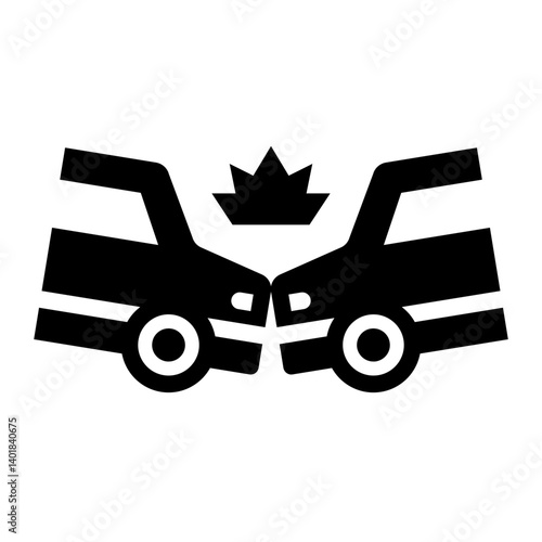 crash impact glyph icon for head on car collision