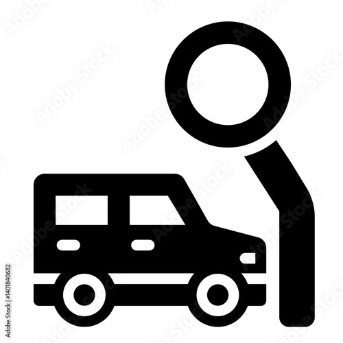 single car glyph icon crash into pole object