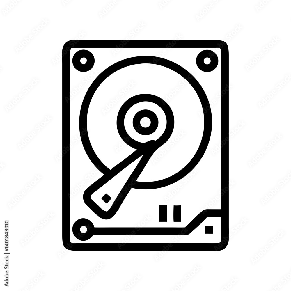 Internal Hard Disk with Arm and Platter Icon Design Internal Hard Disk with Arm and Platter Icon Design