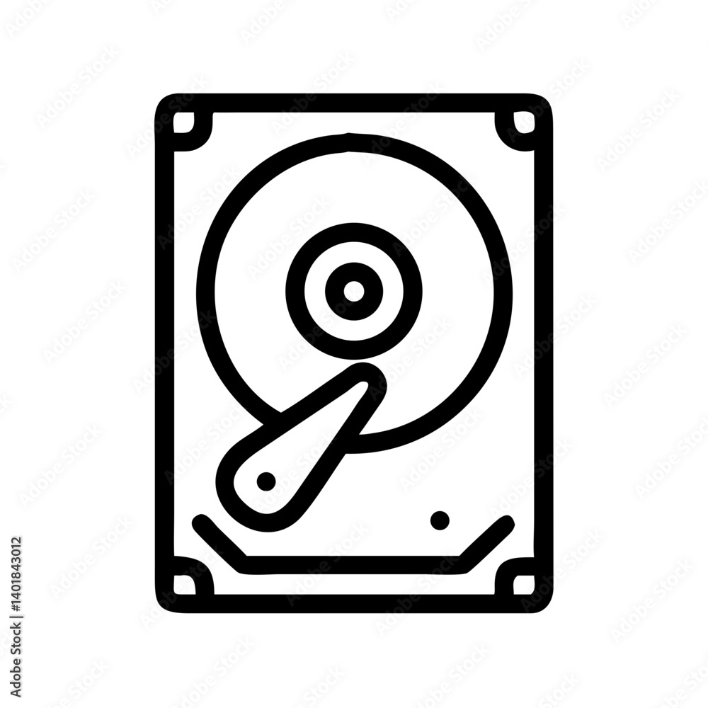 Internal Hard Disk with Arm and Platter Icon Design Internal Hard Disk with Arm and Platter Icon Design