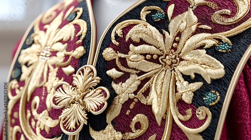 Close-Up of Embroidered Graduation Gown with Rich Textures and Details