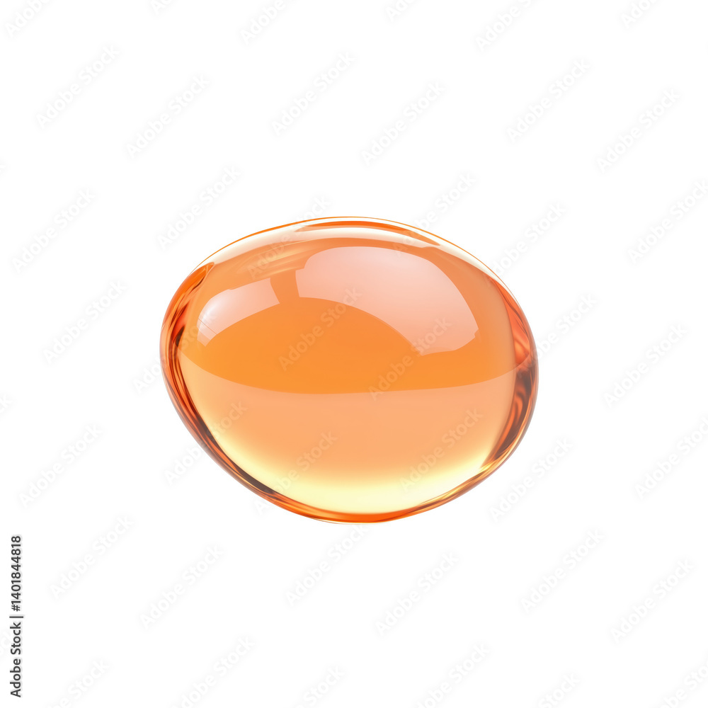 A close-up shot of an orange, oval-shaped, gel capsule, highlighting its glossy texture A close-up shot of an orange, oval-shaped, gel capsule, highlighting its glossy texture