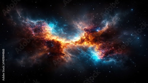 a cosmic nebula painted on a canvas of deep indigo