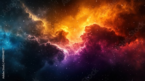 a cosmic nebula painted on a canvas of deep indigo