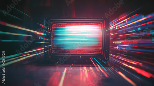 Digital Glitch noise static television VFX. Visual video effects stripes background, CRT tv screen no signal glitch effect