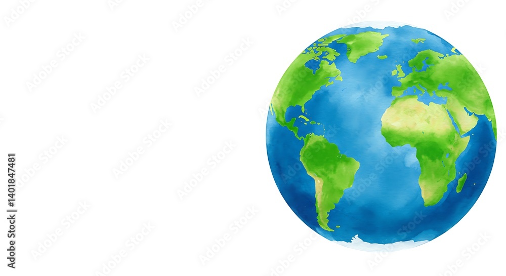 Fototapeta premium Globe Earth Illustration Showing Continents and Oceans