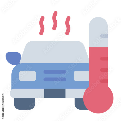 heat warning flat icon for engine overheat car