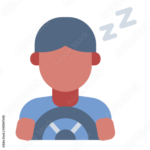 asleep driver flat icon causing road accident