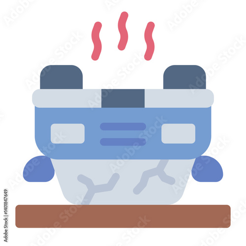 flipped vehicle flat icon in rollover accident