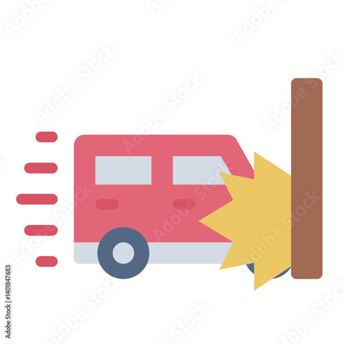 crash impact flat icon from fast wall collision