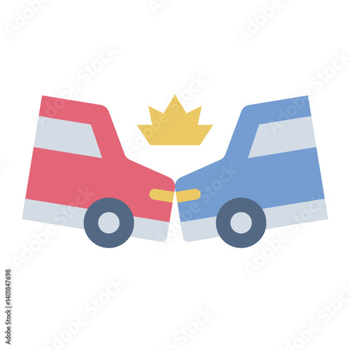 crash impact flat icon for head on car collision
