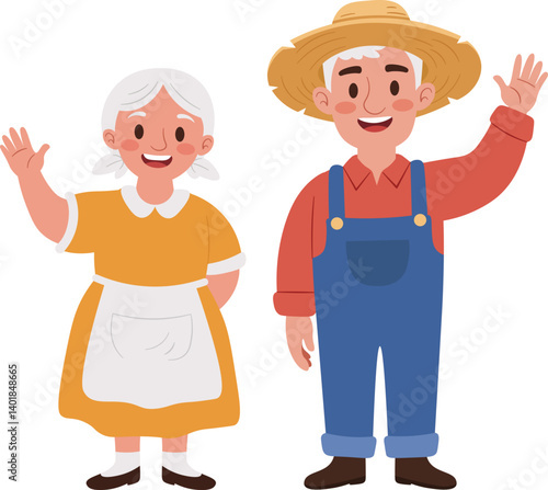 American Farmer Husband and Wife Spouse Cartoon