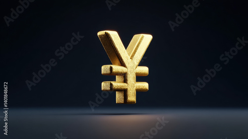 A golden yen symbol stands prominently against a dark background, symbolizing wealth and currency.