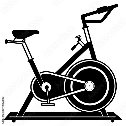 Black And White Vector Graphic Of A Stationary Exercise Bike Illustration