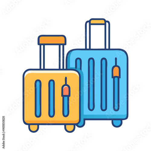 Travel Suitcases with Luggage Tags Icon Design
