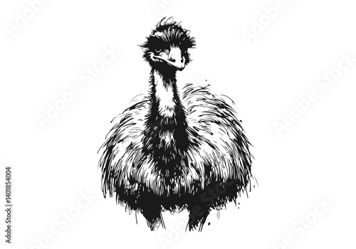 Emu bird hand drawn sketch illustration vector
