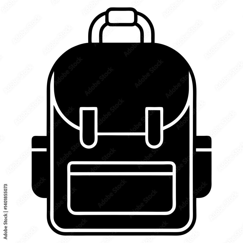 Black And White Backpack Vector Illustration For School Travel And Adventure Black And White Backpack Vector Illustration For School Travel And Adventure