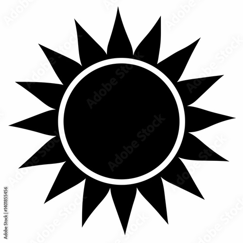 Simple Black Sun Icon Graphic Design Element Vector Illustration