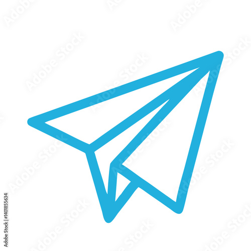 Simple Blue Paper Airplane Icon On A Black Background Vector Illustration